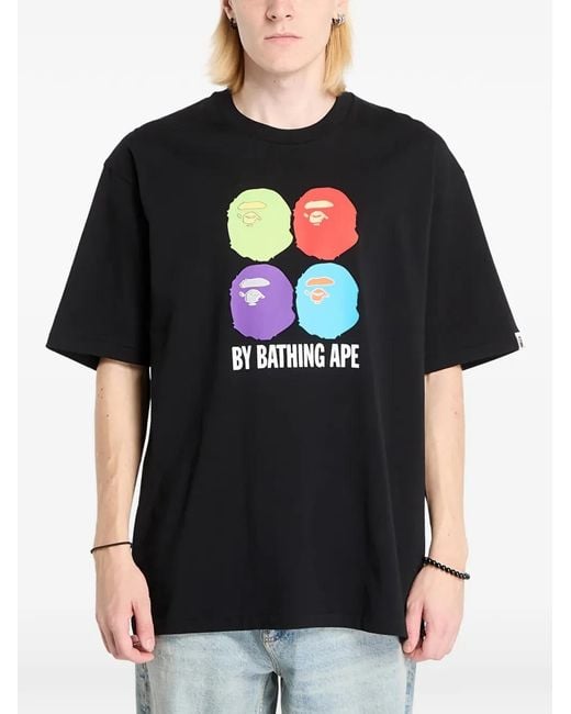 A Bathing Ape Black Graphic Relaxed Fit T-Shirt for men