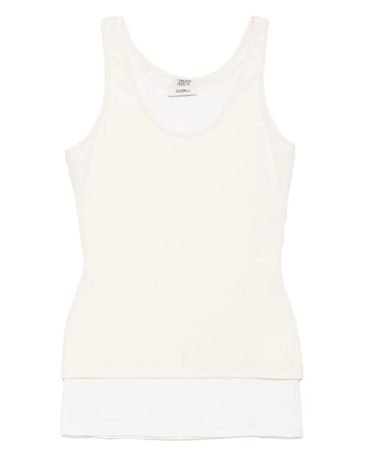 Goen.J White Dual-layer Sleeveless Top