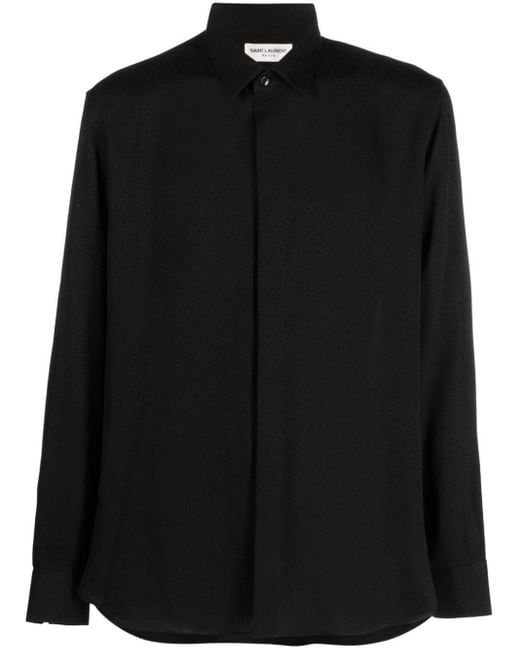Camicia a maniche lunghe di Saint Laurent in Black da Uomo