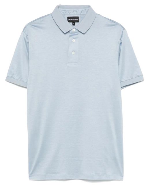 Emporio Armani Blue Logo-Print Polo Shirt for men