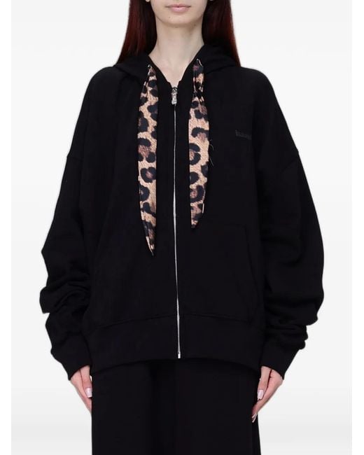 DISCLAIMER Blue Leopard-Print Drawstring Hoodie
