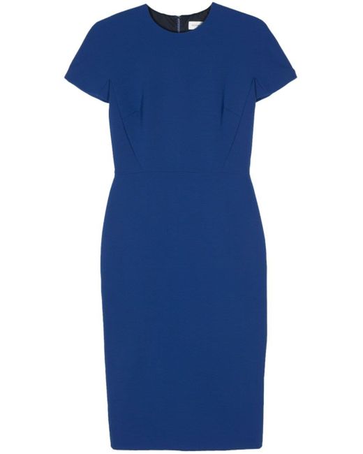 Victoria Beckham Blue Round-neck Midi Dress