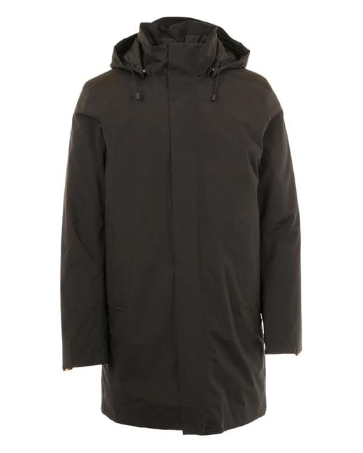 K-Way Black Thomal Detachable-Hood Coat for men