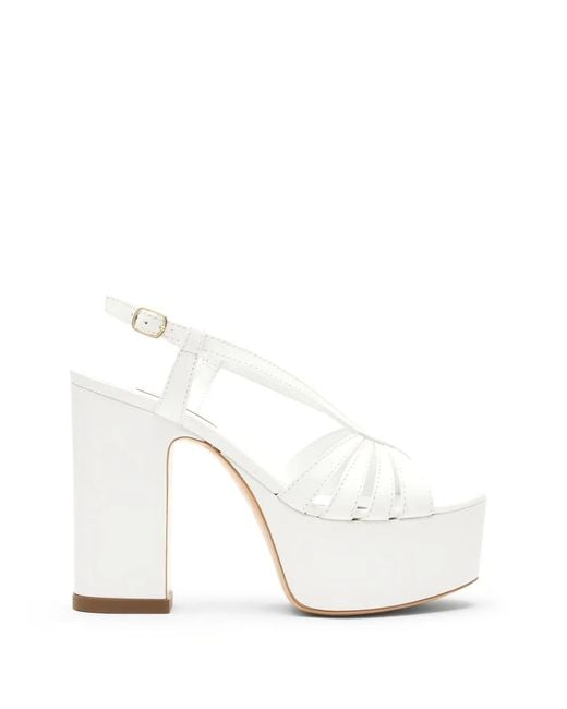 Casadei White Sandales Elsa À Plateforme