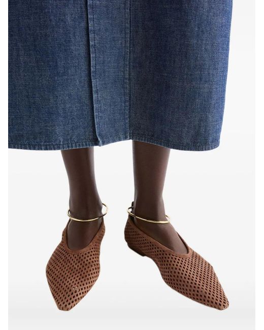 Jil Sander Brown Ballerines Perforées À Bout Pointu