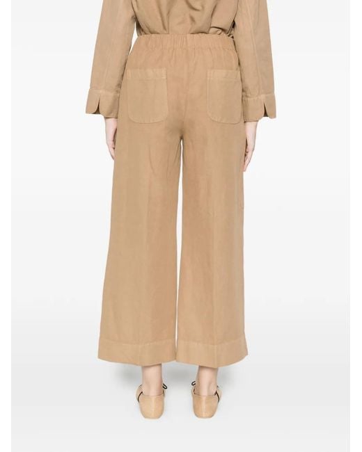 ROSSO35 White Elasticated-Waist Cropped Trousers