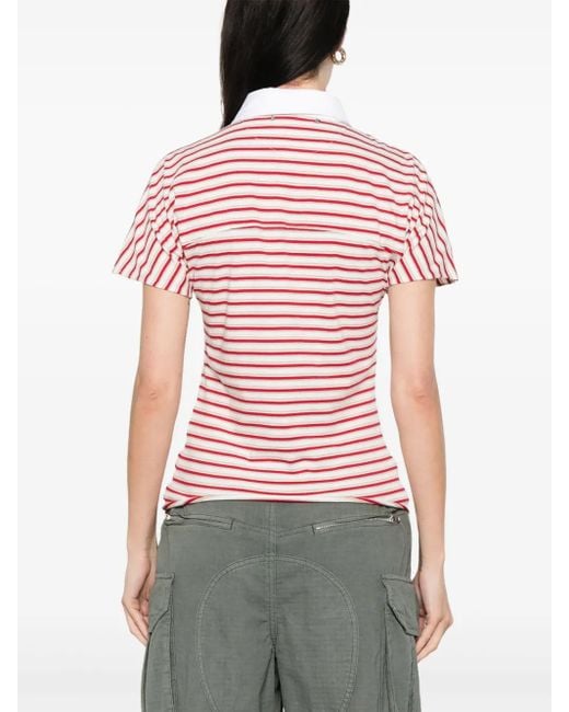 Golden Goose Deluxe Brand Red Natalia Slim Fit Striped Cotton Polo Shirt