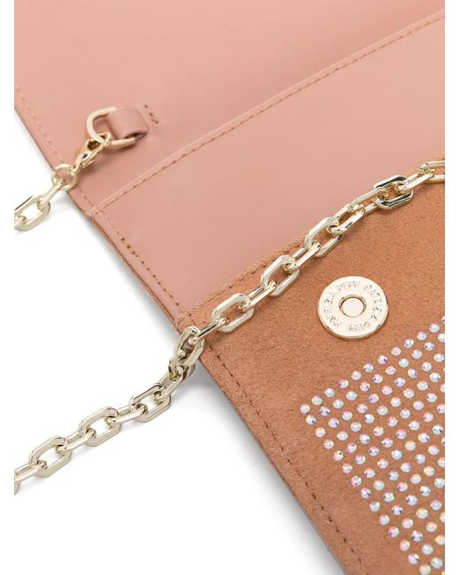 Patrizia Pepe Natural Rhinestone-Embellished Clutch Bag