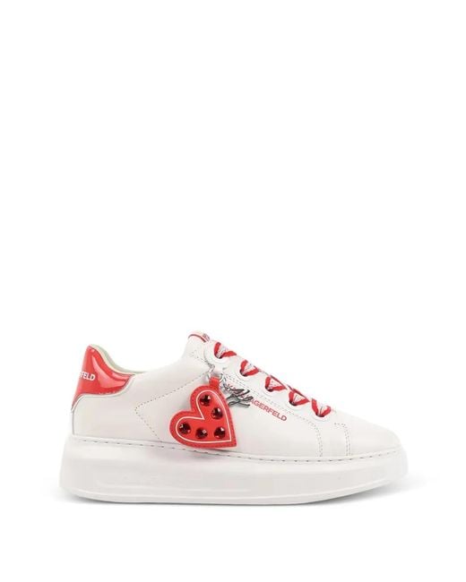 Karl Lagerfeld Pink Heart-Motif Logo-Print Sneakers