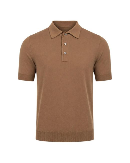 FILIPPO DE LAURENTIIS Brown Short-Sleeved Polo Shirt for men