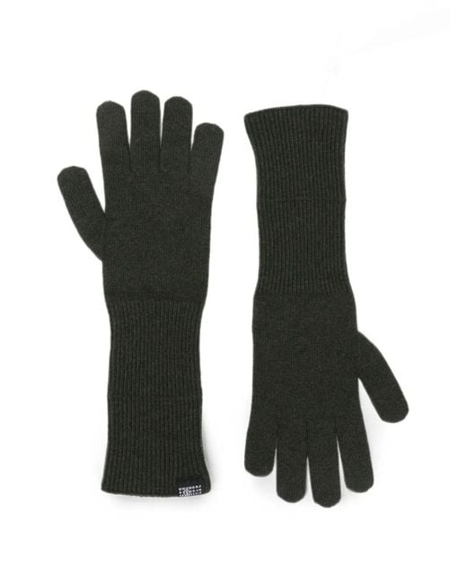 MM6 by Maison Margiela Black Ribbed-Knit Wool-Blend Gloves