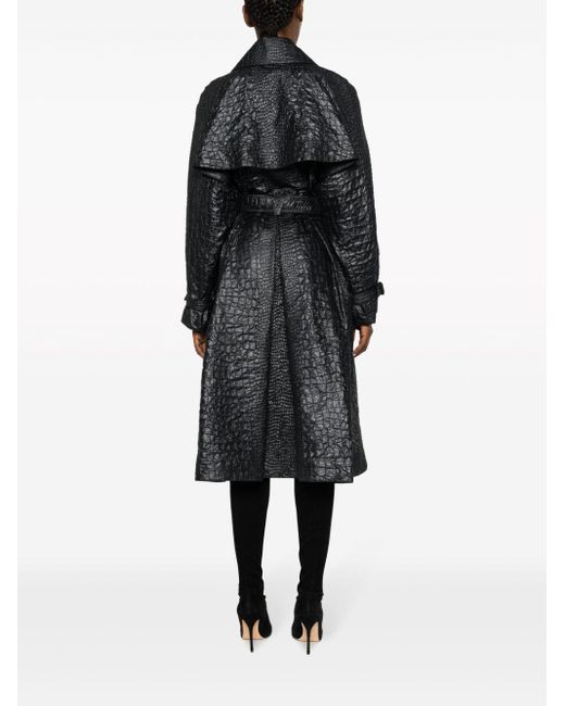 Versace Embossed-crocodile Laminated Trench Coat in Black | Lyst