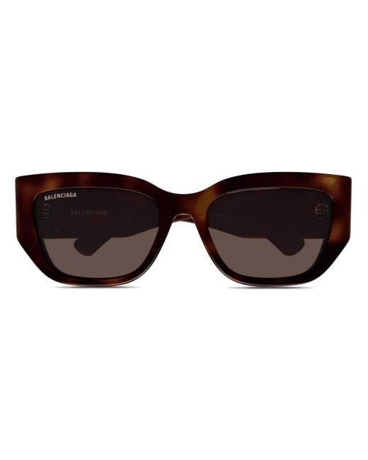 Balenciaga Brown Logo-Plaque Sunglasses
