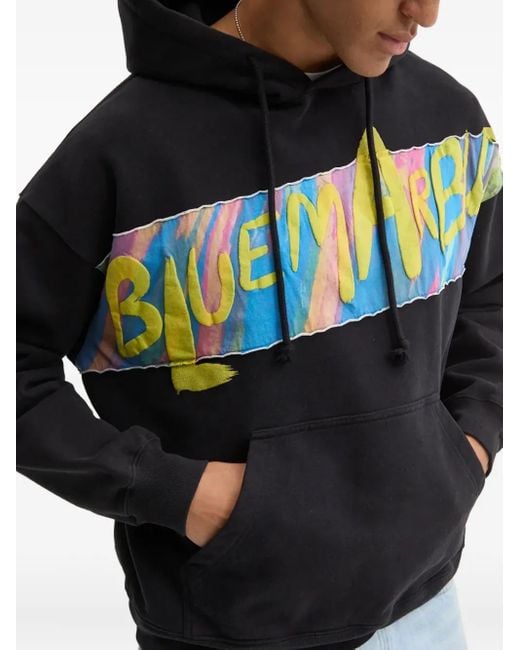 Bluemarble Black Logo-Print Hoodie for men
