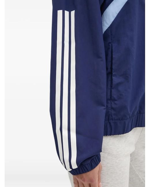 Adidas Blue Logo-Print Panelled Jacket