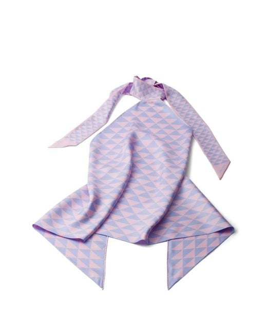 Prada Purple Haut Imprimé En Soie À Dos Nu