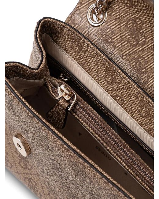 Guess Brown Monogram-Pattern Shoulder Bag