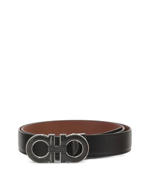 Ferragamo Gray Ceinture Gancini À Design Réversible for men
