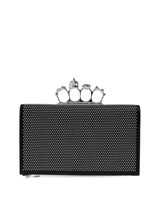McQueen Black Knuckle Studded Clutch Bag