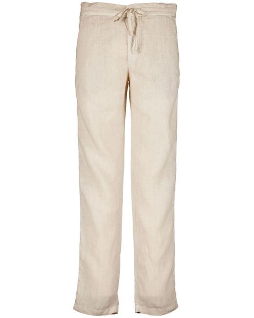120% Lino Natural Drawstring Linen Trousers for men