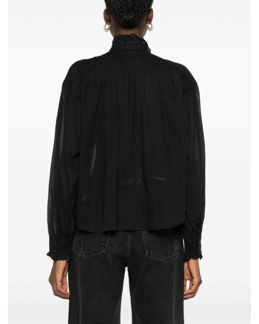 Isabel Marant Black Pamiala Ruffle-Trim Blouse