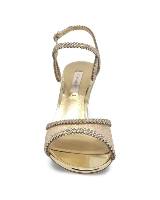Casadei Metallic Josephine Crystal-Embellished Heeled Sandals