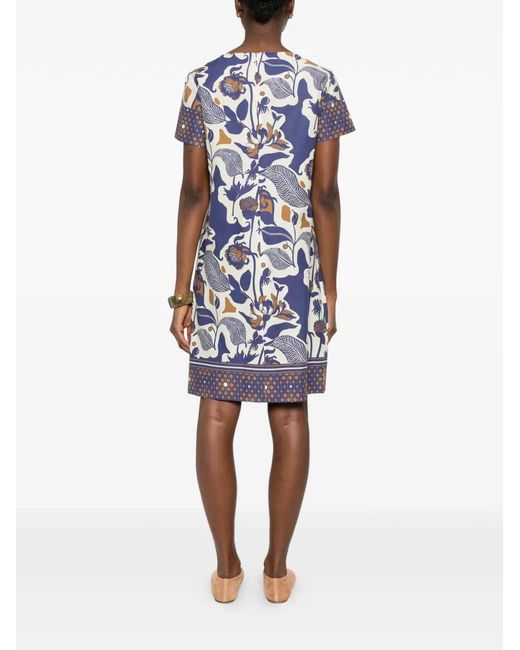 Clips Blue Floral-Appliqué Mini Dress