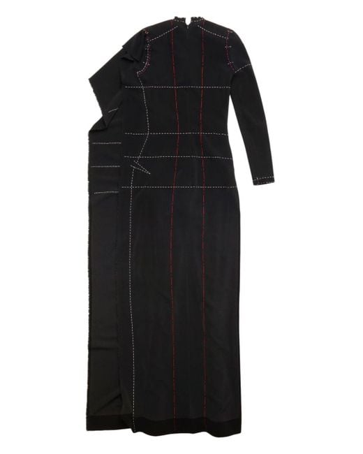 Vestido drapeado con costuras en contraste Balenciaga de color Black