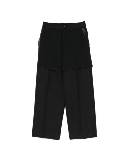 Undercover Black Layered-Panel Wide-Leg Trousers