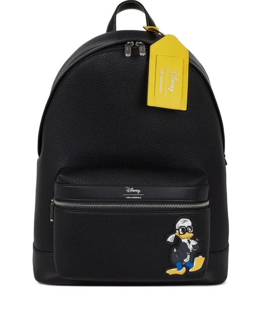 Karl Lagerfeld Black X Disney Logo-Patch Backpack for men