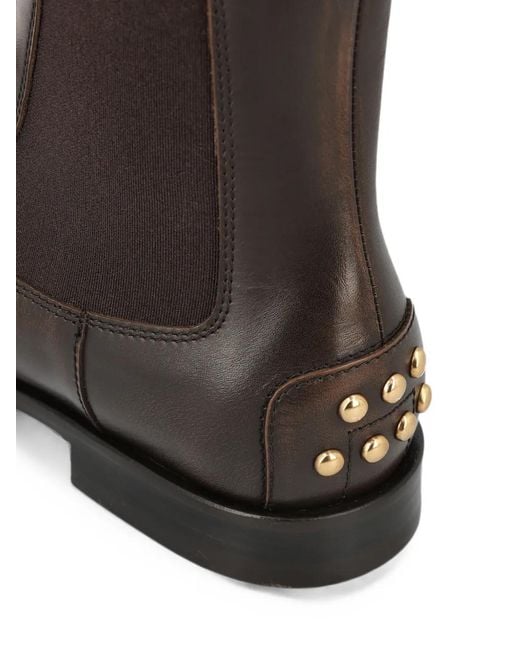 Tod's Brown Gommino-Studded Leather Chelsea Boots