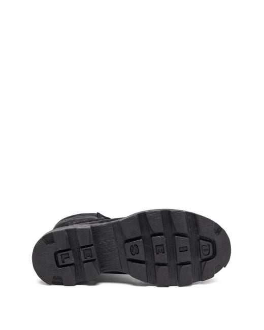 DIESEL Black D-Hammer Faded Lace-Up Boots for men