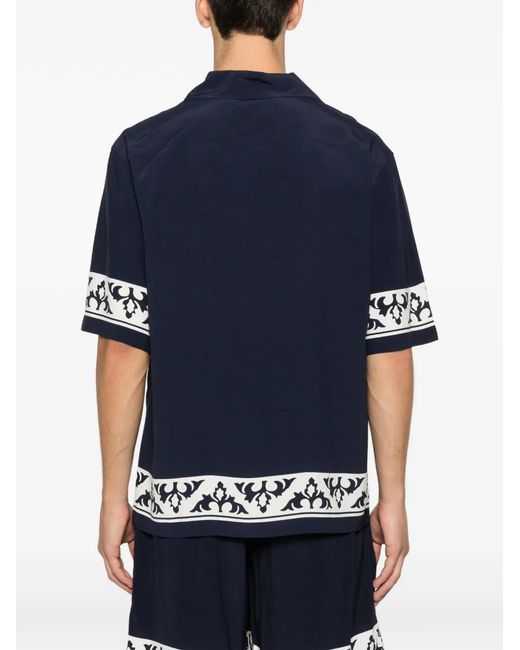 Sandro Blue Loose-Fit Contrast Print Shirt for men
