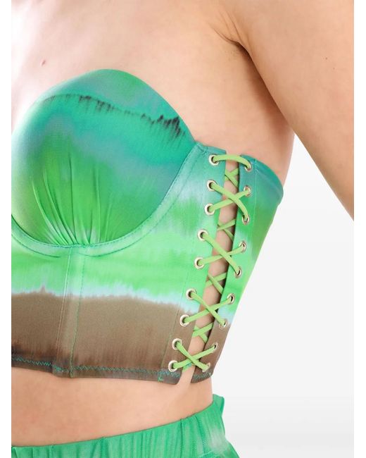 Amir Slama Green X Jade Picon Corset Crop Top