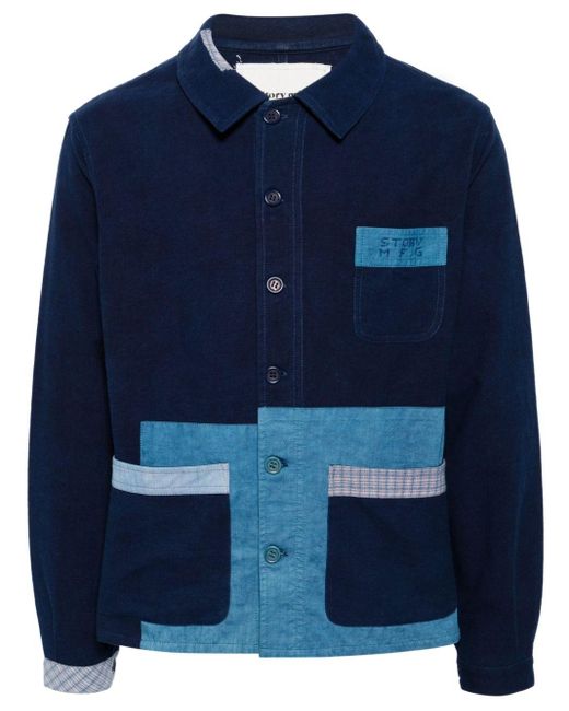 STORY mfg. Blue Frech Organic Cotton Shirt Jacket for men