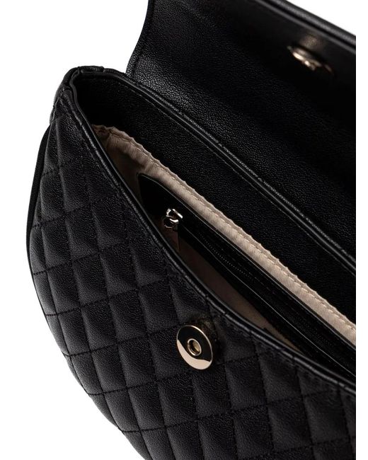 Guess Black Quilted Heart-Charm Crossbody Bag