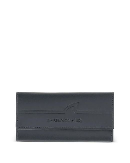 Paul & Shark Gray Fin-Embossed Leather Keychain for men