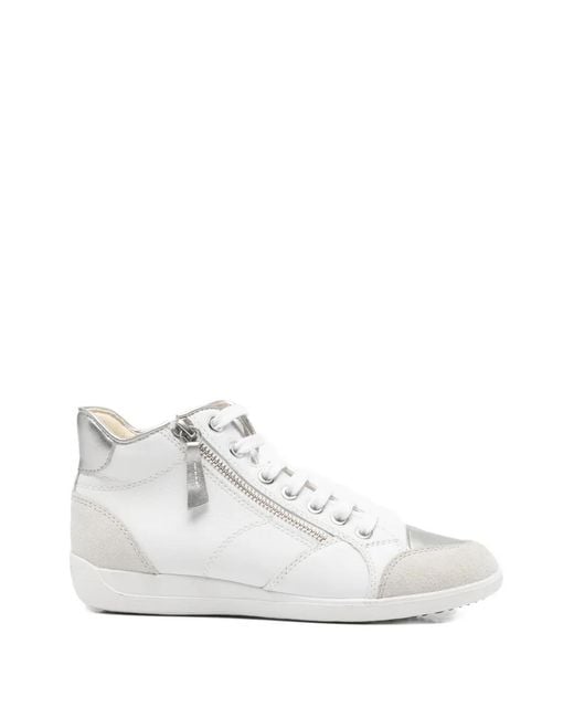 Geox White Zip High-Top Sneakers