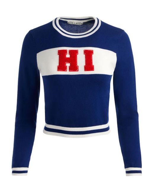 Alice + Olivia Blue Appliqué-Lettering Sweater