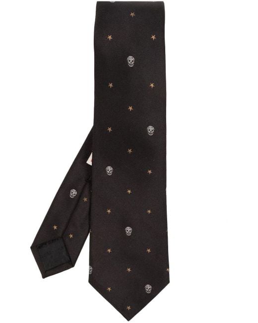 Cravatta con stampa di Alexander McQueen in Black da Uomo