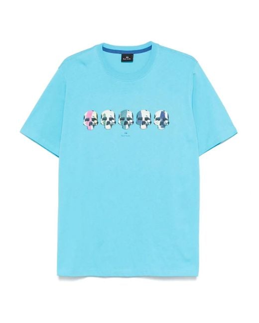 メンズ Paul Smith Skulls-print T-shirt Blue