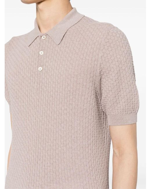 Tagliatore Pink Textured-finish Cotton Polo Shirt for men