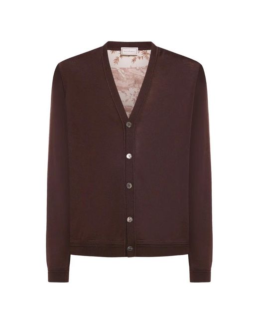 Pierre Louis Mascia Brown V-Neck Print Cardigan