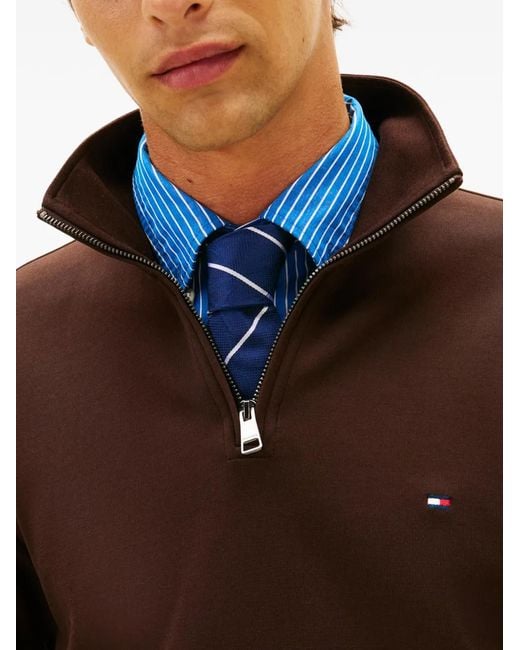 Tommy Hilfiger Brown Zip-Up High-Neck Sweater for men