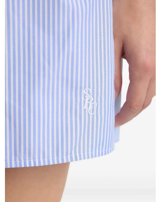 Sporty & Rich Blue Striped Button Shorts