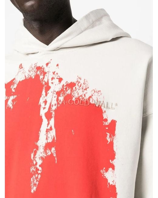 A_COLD_WALL* Red Paint-Effect Cotton Hoodie for men