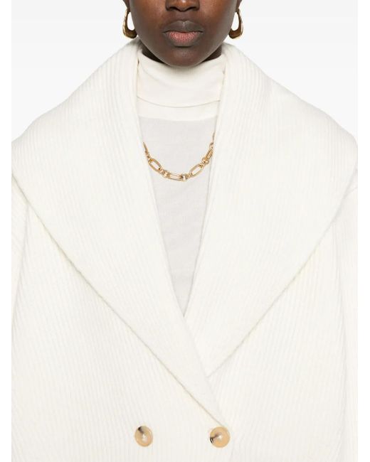 Totême White Shawl-Lapel Cardigan