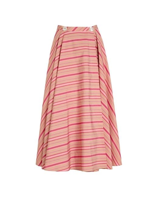 Thierry Colson Pink Audrey Striped Button-Fastening Maxi Skirt