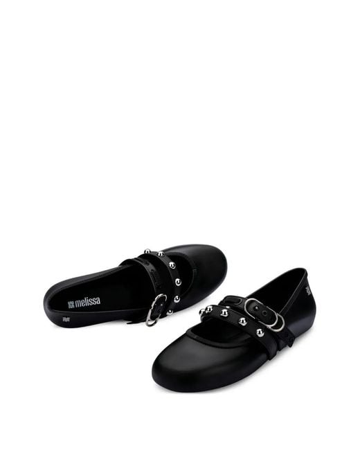 Melissa Black Studded Buckle Ballet Flats