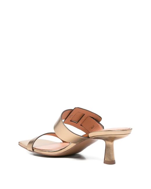 Bibi Lou Brown Buckle-Strap Mules